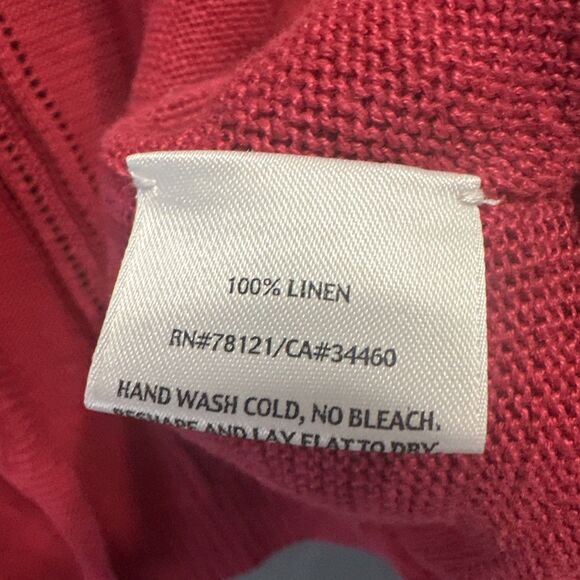 Eileen Fisher 100% Linen Cardigan Open Front Sweater‎ Plus Size 3X Red Pockets - Picture 6 of 8